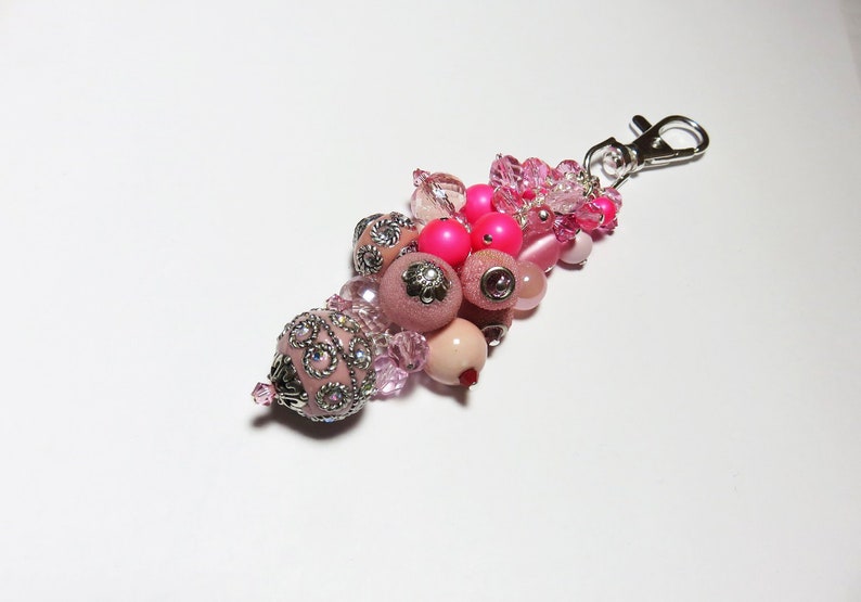 Sister Gift Pink Purse Bling Wife Gift Hot Pink Bouquet Purse Charm ONLY ONE Birthday Gift Pink Crystal Keychain Charm Bridesmaid Gift