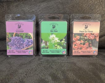Woodland Aromas Wax Melt Bundle 3 Pack Lavender Bay Rum and Fresh Cut Roses Handmade Soy Wax Cubes 7.5oz Total