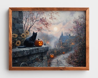 ニューイングランドのハロウィンプリント：秋のコロニアルホーム
