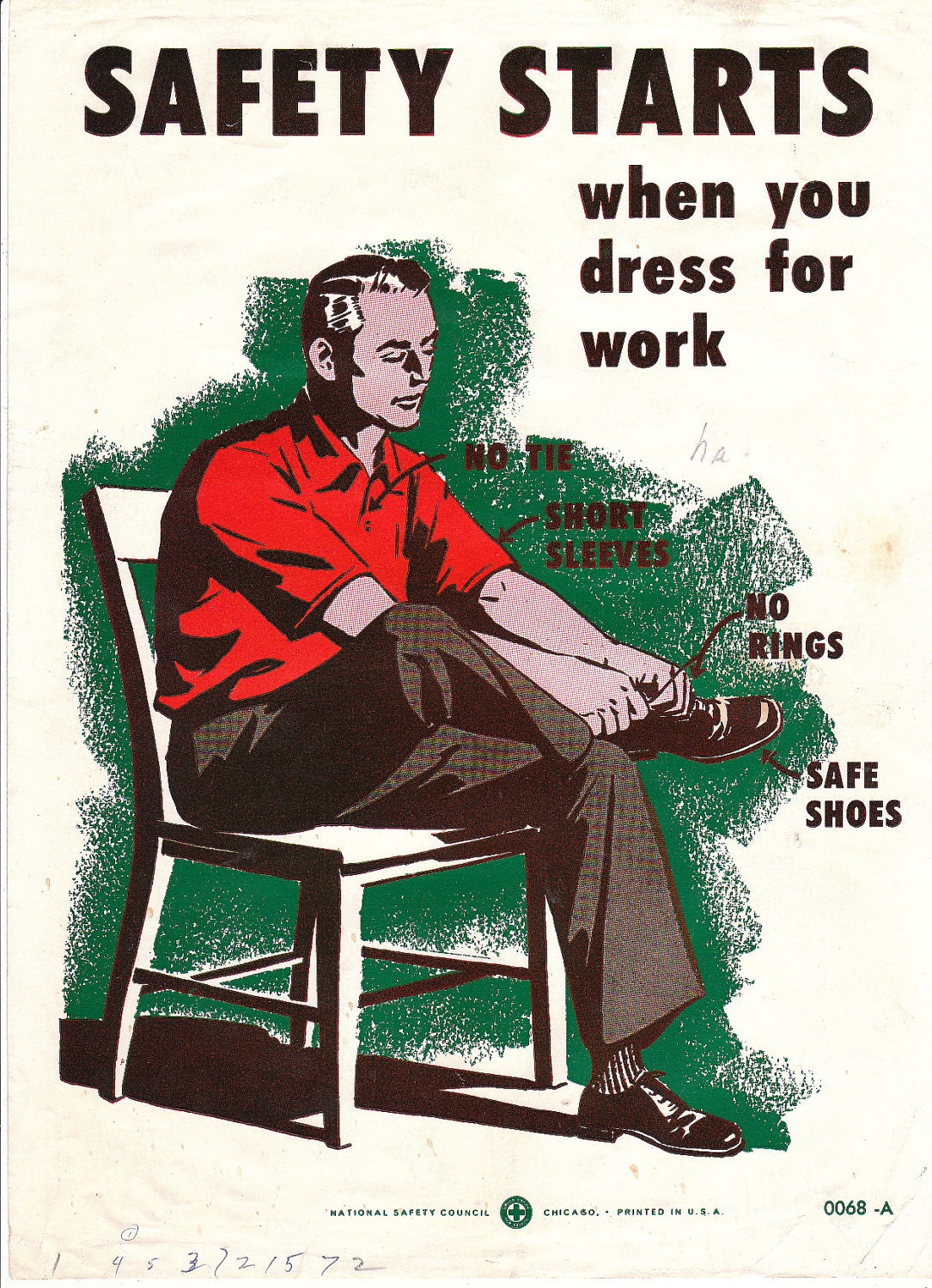 Vintage National Safety Poster Safety Starts When You Dress Etsy