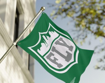 Kelly Green Philly FLY Flagge, vertikal hängend, doppelseitig