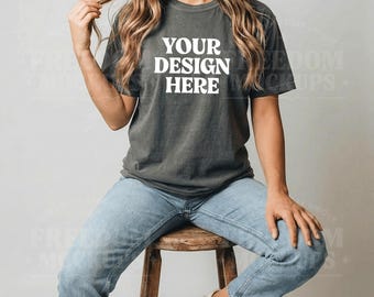 Comfort Colors 1717 Pepper Mockup, CC1717 T-Shirt Mockup JPG, Pepper Shirt Mockup for Etsy POD, Lifestyle Apparel Mockup