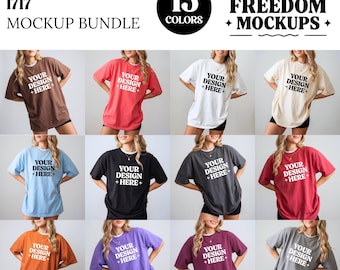 Comfort Colors 1717 Studio Mockup Bundle, 15 Color Oversized Model Tshirt Mockup, Shirt Mockup Download, Whole Shop Bundle Etsy Seller POD