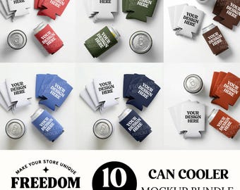 Can Cooler Mockup Bundle, Can Cooler JPG Set, 10 Color Neoprene Drink Sleeve Mockups, Beer Can Sublimation Template, Instant Download