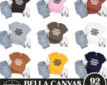 Bella Canvas 3001 Tshirt Mockup Bundle, BC 3001 T-Shirt Mock-up Bundle, Real Model Mockup, Cozy Trendy Boho Aesthetic Summer Fall Shirt Mock