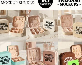 Jewelry Box Mockup Bundle with 10 Custom Packaging Box Mockups for Applying Your Own Designs, Print Graphics and Selling Jewelry Packaging