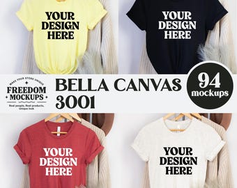 Bella Canvas 3001 Tshirt Mockup Bundle, BC 3001 T-Shirt Mockup Bundle, Cozy Trendy Neutral Boho Aesthetic Shirt Mockup