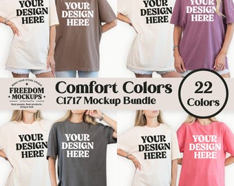 Mockup di camicia per coppia Comfort Colors C1717 color avorio, mockup di addio al nubilato Comfort Colors C1717, mockup di gruppo, mockup di compleanno, modello reale POD