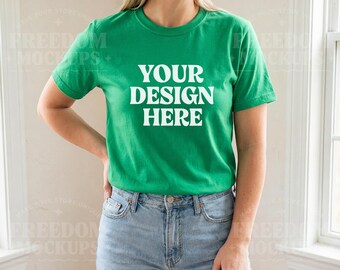 Irish Green Gildan 5000 T-Shirt Mockup JPEG Flat Lay Shirt Template for Etsy POD Shops Sublimation DTG Digital Product Display