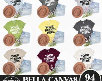 Bella Canvas Tshirt Mockup Bundle, BC 3001 T-Shirt Mock-up Bundle, Cozy Trendy Neutral Boho Aesthetic Shirt Mockup, Real Product