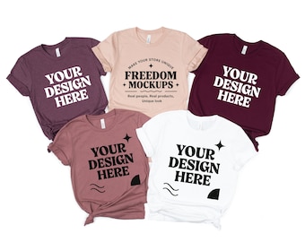 bridal party tshirt mock up t-shirt mockup bella canvas group Bella Canvas 3001 White -Heather Mauve Maroon Mock Up Family POD Mockup