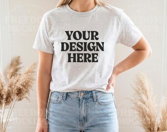 Ash Gildan 5000 T-Shirt Mockup JPEG Flat Lay Shirt Template for POD Etsy Shops Sublimation DTG Digital Product Display Bundle