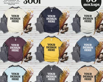 Bella Canvas 3001 Tshirt Mockup Bundle, BC 3001 T-Shirt Mock-up Bundle, Real Product Mockup, Cozy Trendy Boho Aesthetic Fall Shirt Mockup