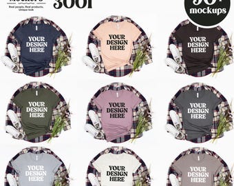 Bella Canvas 3001 T-shirt Mockup Bundle, BC3001 Shirt Mock-Up, Real Product Mockup, Simple Trendy Aesthetic Boho Tshirt Mockup