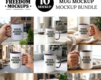 Purple Accent Mug Mockup JPG Bundle with 10 Cozy and Urban Lifestyle Scenes for Sublimation and Print on Demand Display