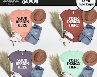 Bella Canvas 3001 Tshirt Mockup Bundle, BC 3001 T-Shirt Mock-up Bundle, Real Product, 3001 Flat Lay Mockup, Trendy Cozy Holiday Aesthetic