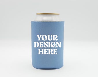 Drink Cooler Sleeve Mockup, Blue Jean Can Cooler, Can Hugger Mockup, Regular Can Sleeve Template, Editable Blank Drink Holder