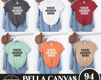 Bella Canvas 3001 Tshirt Mockup Bundle, Real Product, BC 3001 T-Shirt Mock-up Bundle, Trendy Neutral Boho Aesthetic Shirt Mockup