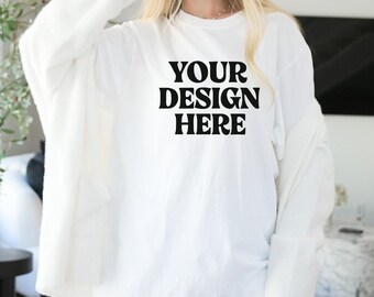 Comfort Colors C1717 Shirt Mockup, CC 1717 White Tshirt Mockup, Trendy Minimal Aesthetic Real Model Mockup, Basic Plain Mockup