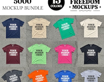 Flat Lay Tshirt Mockup Bundle Gildan 5000, 15 Color Urban Shirt Mockup, Streetwear Digital Download, Whole Shop Bundle Etsy Seller POD