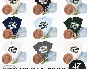 Gildan 5000 T-Shirt Flat Lay Mockup Bundle, Real product Mockup, G500 T-Shirt Mockup Bundle, Simple Trendy Aesthetic Tee