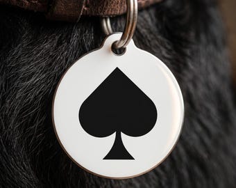 Ace of Spades Icon Haustieranhänger | Runde Metall Hundemarke