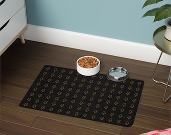 Neon Lightning Bolt Pattern Pet Mat 12x18 | Non-Slip Food Mat