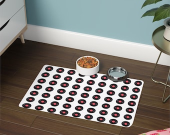 Vinyl Record Pet Food Mat, Non-Slip Dog Feeding Placemat (12x18)
