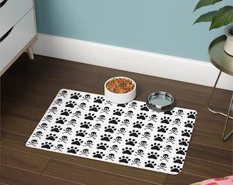 Skull & Crossbones Dog Food Mat, Non-Slip Pet Bowl Placemat