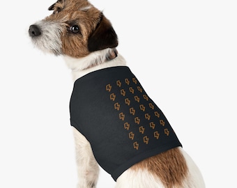 Orange Lightning Bolt Pattern Pet Tank Top | Small Dog Shirt