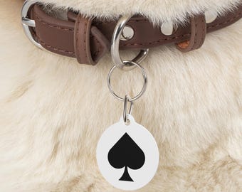 Personalised Ace of Spades Icon Pet Tag | Round Metal Dog ID Tag