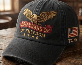 Custom Patriotic Eagle Embroidered Hat Freedom Celebration Cap American Heritage Gift Personalized Military Family Accessory