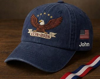 Custom Patriotic Anniversary Embroidered Hat Eagle Heritage Celebration Cap Historical America Gift Freedom Inspired Accessory