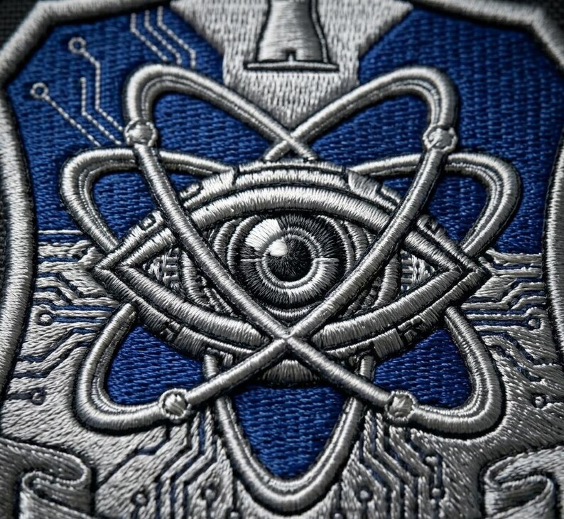 Sci Fi Atom Eye Embroidered Patch, Cyberpunk Shield Iron on Badge, Tech ...