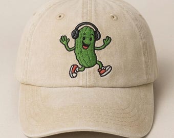 Custom Dancing Pickle Hat Funny Embroidered Food Cap Music Lover Gift Cute Cartoon Character Novelty Fashion Accessory