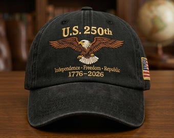 Custom U.S. Anniversary Eagle Hat Patriotic Embroidered Cap Historical Heritage Gift Freedom Celebration Commemorative Design