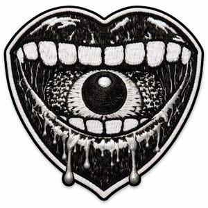 Surreal Eye Mouth Patch, Gothic Embroidered Iron On Sew On Patch, Creepy Punk Patch for Jacket Backpack Hat