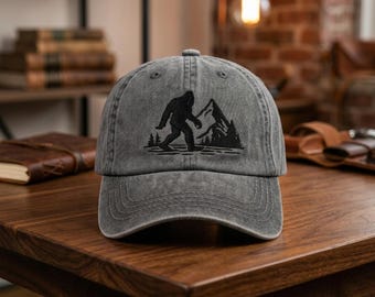 Custom Bigfoot Embroidered Hat Sasquatch Outdoor Adventure Gift Cryptid Lover Hiking Camping Woodland Cap