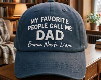 Custom Dad Hat Personalized Father Gift Embroidered Family Names Cap Fathers Day Birthday Gift for Dad Grandpa Family Keepsake