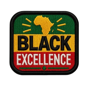 Black Excellence Patch - Melanin Pride - Tri-Color Pan-African Flag - Embroidered Iron On