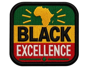 Black Excellence Patch - Melanin Pride - Tri-Color Pan-African Flag - Embroidered Iron On