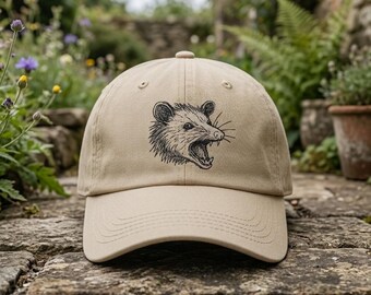Custom Possum Embroidered Hat Funny Wildlife Animal Cap Woodland Creature Gift Nature Lover Outdoor Adventure Accessory