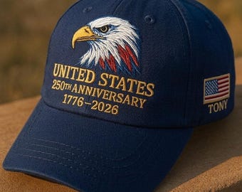 Custom Patriotic Eagle Embroidered Hat Personalized America Heritage Gift Historical Anniversary Celebration Cap