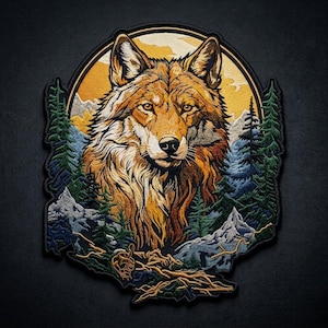 Realistic Wolf Head Large Back Patch - Forest Guardian, Nature Spirit Wild Animal, Outdoor Adventure Embroidered Iron-On Jacket Accessory