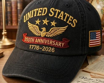 Custom Patriotic Anniversary Embroidered Hat American Heritage Eagle Cap Historical Celebration Freedom Inspired Gift