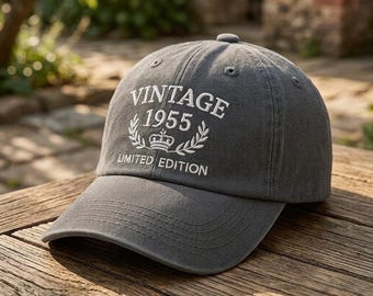 Custom Vintage 1955 Embroidered Hat Limited Edition Birthday Gift Classic Year Celebration Personalized Keepsake Cap