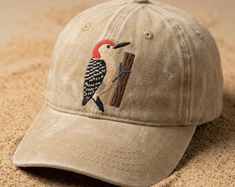 Custom Woodpecker Bird Hat Embroidered Wildlife Cap Nature Lover Gift Forest Bird Accessory Outdoor Adventure Style