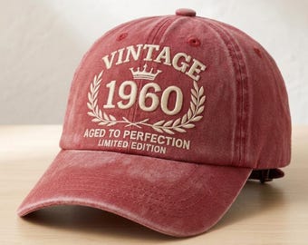 Custom Vintage 1960 Embroidered Hat Aged To Perfection Birthday Gift Limited Edition Retro Celebration Baseball Cap