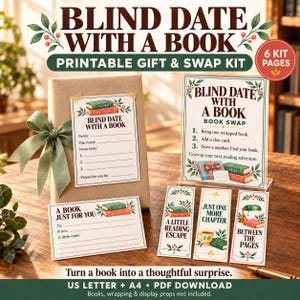 Blind Date with a Book Printable Kit, Gift Tags, Bookmarks & Swap Game PDF