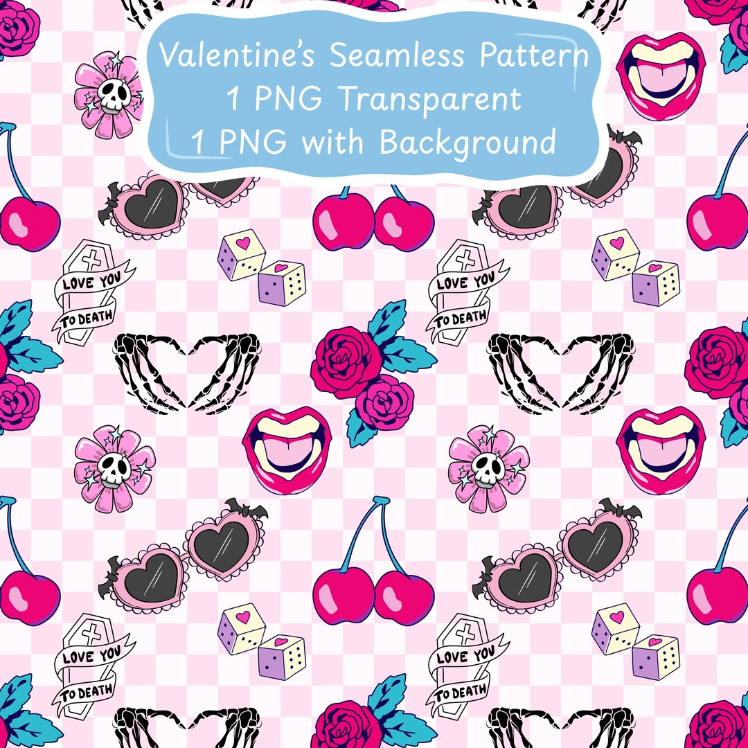 Goth Valentine Seamless Pattern | Pink Punk Aesthetic Digital Paper ...